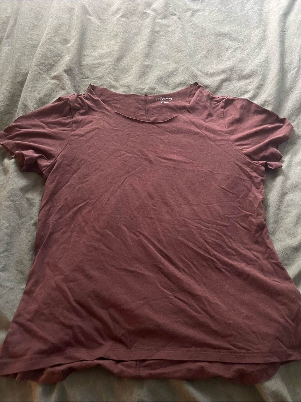 bcg Short Sleeve Crewneck Tee in Brown Off Shoulder Cut